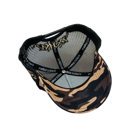 TAN WOODLAND CAMO TRUCKER